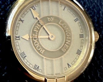 Reloj suizo Longines Rodolphe vintage para mujer con caja chapada en oro.