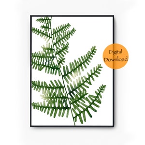 Fern Print Wall Art | Polypodium Wall Decor | Green Leaf Living Room Decor | Fern Leaves Painting | Botanical Bathroom Decor