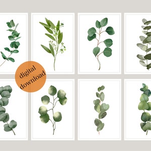 Eucalyptus Print Gallery Set | Sage Green Wall Decor Printable | Botanical Leaf Wall Art | Minimalist Home Decor | Kitchen Decor Farmhouse