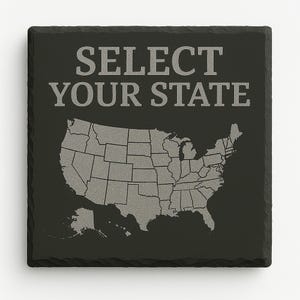 Home Sweet Home State Slate Coaster – Custom Engraved Stone Gift | Personalized Housewarming or Realtor Closing Gift