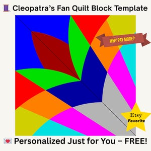 Cleopatra&#39;s Fan Quilt Block Template: Acrylic Quilting Ruler, Personalized Sewing Tool