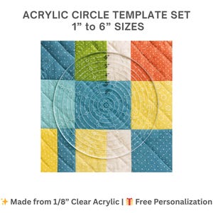 Acrylic Circle Template Set Quilting Templates Quilt Block Sewing Tools Paper Piecing EPP Template Gift for Quilter Ruler Set