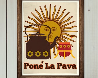 PRINTABLE Retro Kitchen Funny Sign Gift for Argentinians-Argentinian drink wall art-Argentina wall art kitchen decor-70's kitchen art