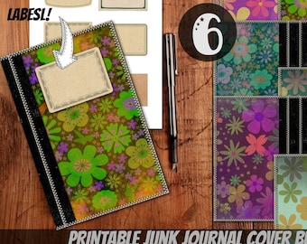 Retro floral Junk Journal Cover Bundle digitaler Download Cover Vintage floral Junk Journal DIY Cover für Junk Journals mit Etiketten