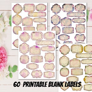 PRINTABLE Vintage victorian floral labels bundle-multi purpose blank labels sheet-digital download tags-junk journal planner organization