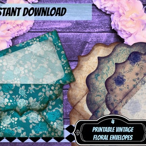 4 "X 6" AFDRUKBARE vintage shabby bloemenenveloppen bundel-rommel dagboek-scrapbooking-vintage DIY bloemen envelop set-kaarten maken aanbod-efemere