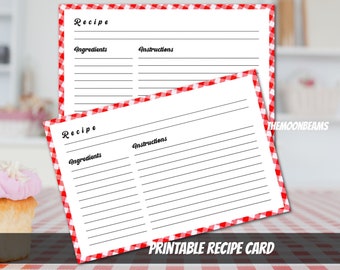 PRINTABLE Blank Recipe cards-classic printable Recipe cards-cooking printables-Christmas recipe card-kitchen supply-baking printables-bakery