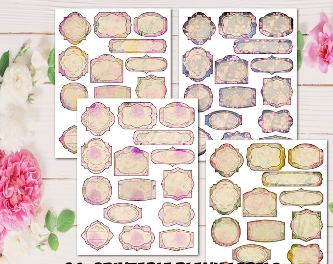 Canva Editable Vintage Label Logos, Floral Logo, Printable, Instant ...