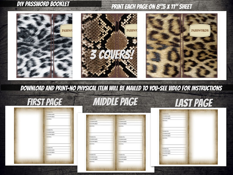 Password Snakes 3 Printable Password Tracker Booklet Bundle Safari Themed Traveler ...