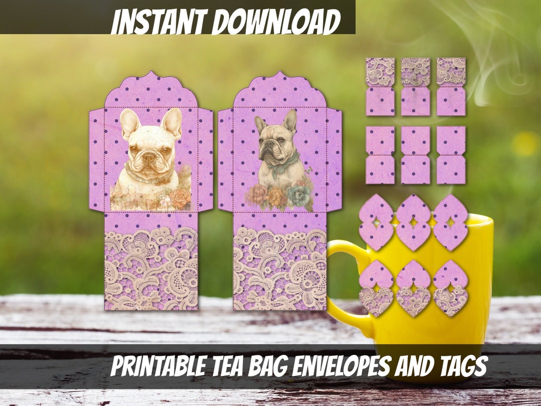 PRINTABLE French Bulldog Tea Bag Envelopedigital Download Tea Etsy