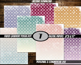 Carte de journal indésirable de papiers numériques vintage à pois blancs délavés faisant scarpbooking pages de texture imprimable bundle-usage commercial pois