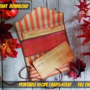 PRINTABLE Recipe card folder-recipe printable folio booklet-Kitchen junk journal-Cooking blank recipe cards-baking recipe-gift for mom