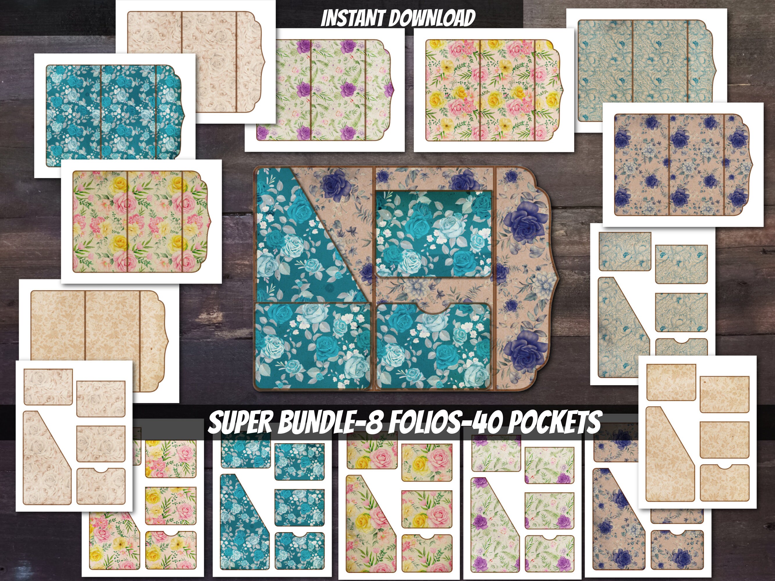SUPER Bundle-printable Vintage Floral Junk Journal Folio Bundle-flowers ...