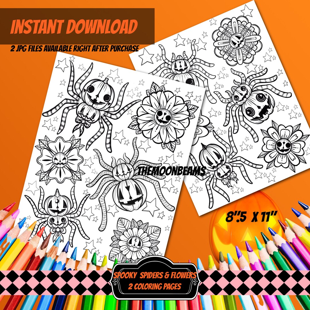 2 Printable Halloween Coloring Pages-printable Coloring Sheet-halloween ...