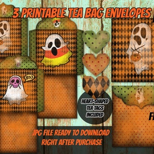 PRINTABLE tea envelope-tea tag-Digital Download-Printable-do it yourself-Ghost-ready to download-tea label-tea time-halloween-party supplies
