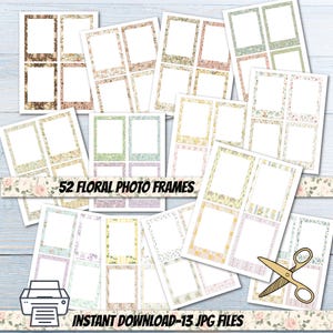 52 PRINTABLE Polaroid style shabby chic photo frame Vintage photo frame junk journal cottagecore ephemera Nostalgic picture frame bundle