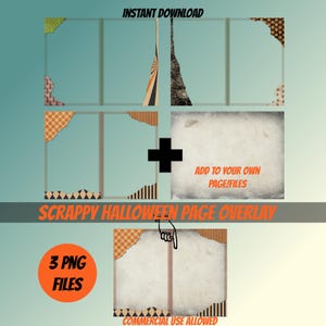 Scrappy Halloween OVERLAY for junk journal pages PNG junk journal frames commercial use design your own printable vintage page template