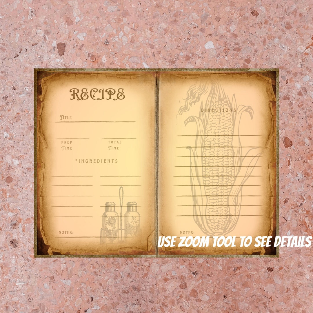 PRINTABLE Vintage Recipe Page Bundle-vintage Kitchen Recipe Card-diy ...