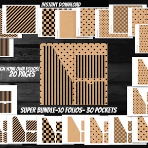 SUPER BUNDLE Printable Traveler Notebook Folio Insert-junk journal DIY vintage folio kit kraft paper folder ephemera geometric pattern folio