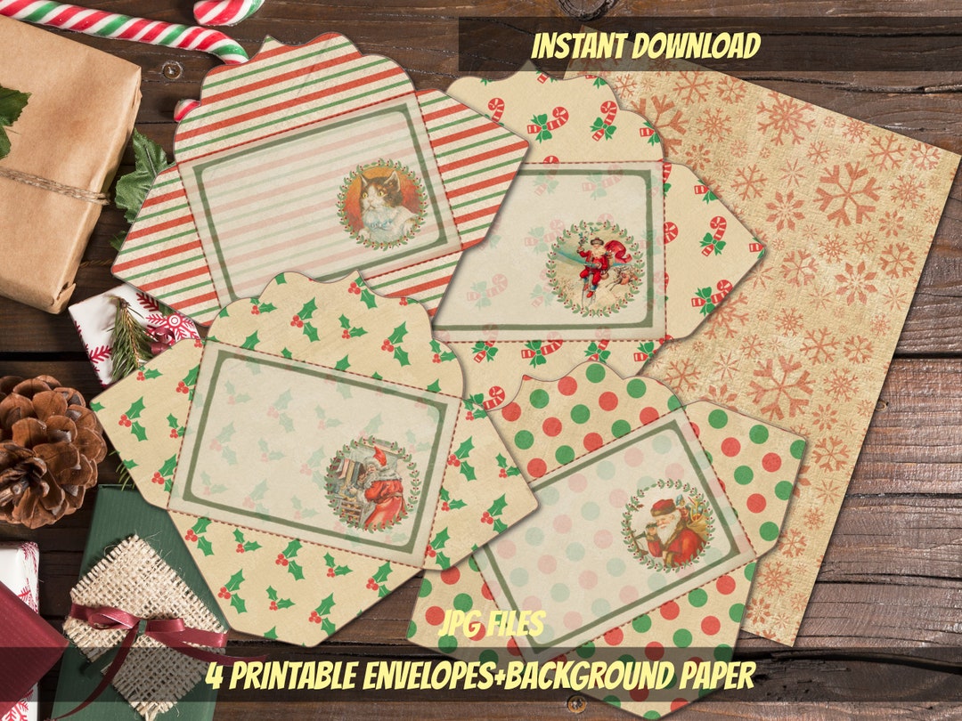 PRINTABLE Vintage Christmas Envelope Bundle-printable Santa Envelope ...