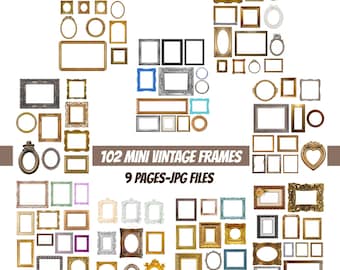 PRINTABLE vintage mini frames bundle digital download junk journal ephemera fussy cuts Victorian photo frames sheet old shabby frame collage