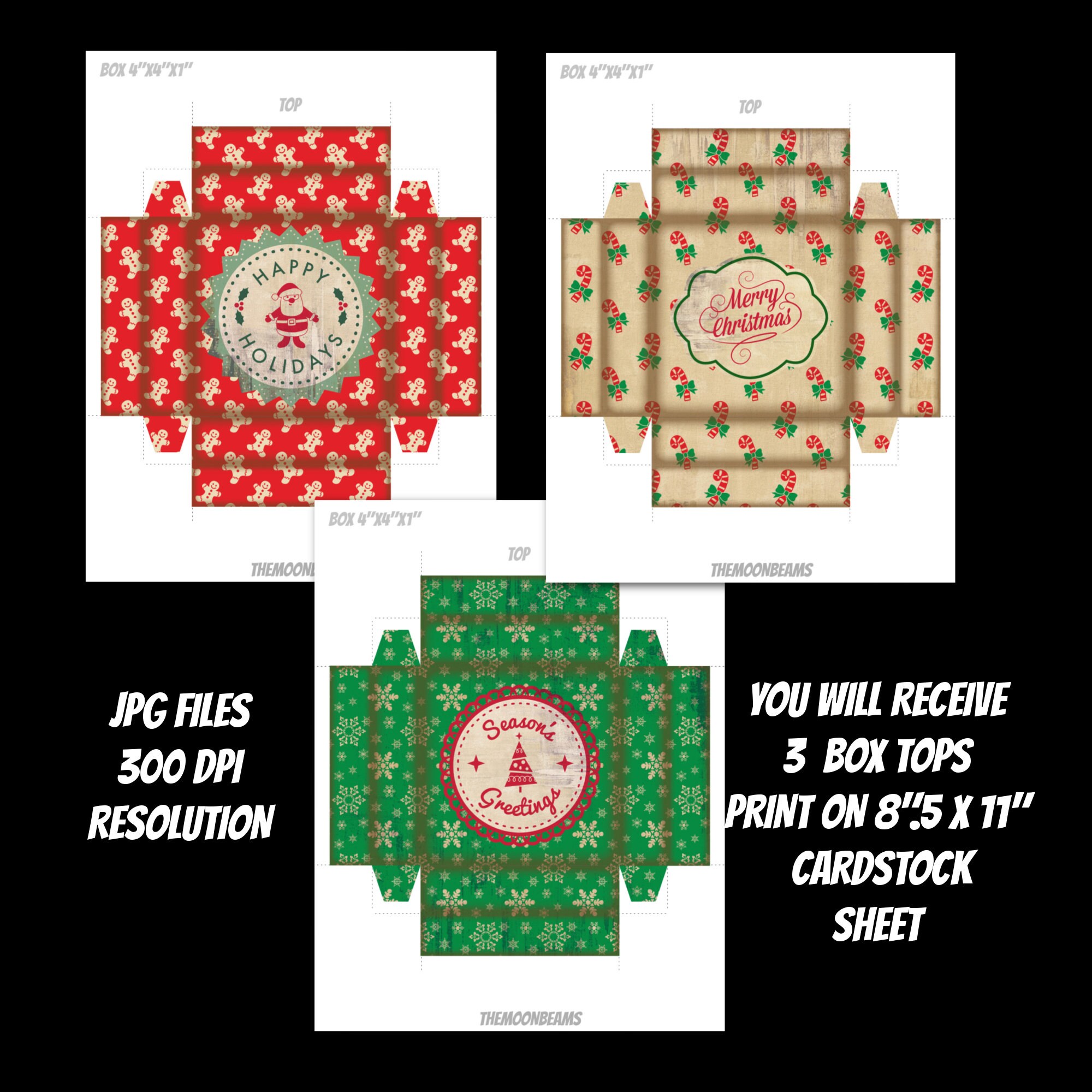 DIY Printable Vintage Christmas Box Bundle-multi Purpose Small Box ...