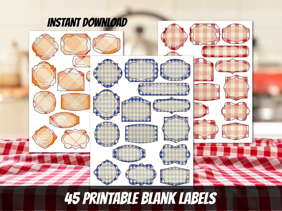 PRINTABLE Gingham Kitchen Labels Sheet Bundle-digital Download Plaid ...