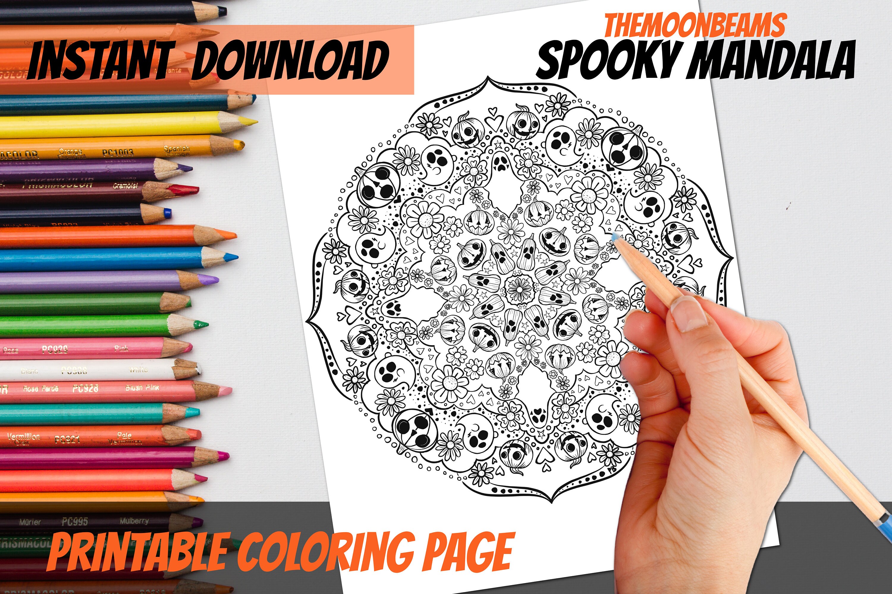 Spooky Mandalas Printable Coloring Pages for Kids and Adults Halloween ...