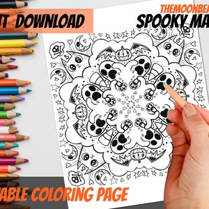 Spooky Mandalas Printable Coloring Pages for Kids and Adults Halloween ...