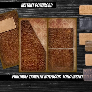 PRINTABLE vintage leather traveler Notebook insert-junk journal folio DIY folder junk journal inserts-leather ephemera-man vintage notebook