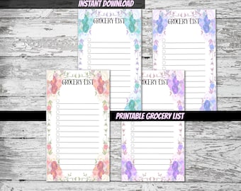 PRINTABLE vintage floral grocery list bundle-junk journal grocery list-cooking list-kitchen planner-kitchen printables-to-do shopping list-