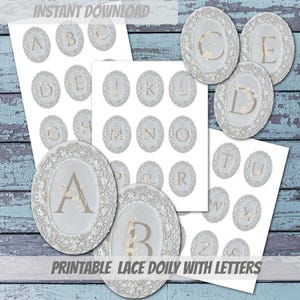 Hoja de adorno multiusos con letras florales, estilo victoriano vintage, desgastado y gris, para imprimir, para diario basura, con iniciales recortadas.