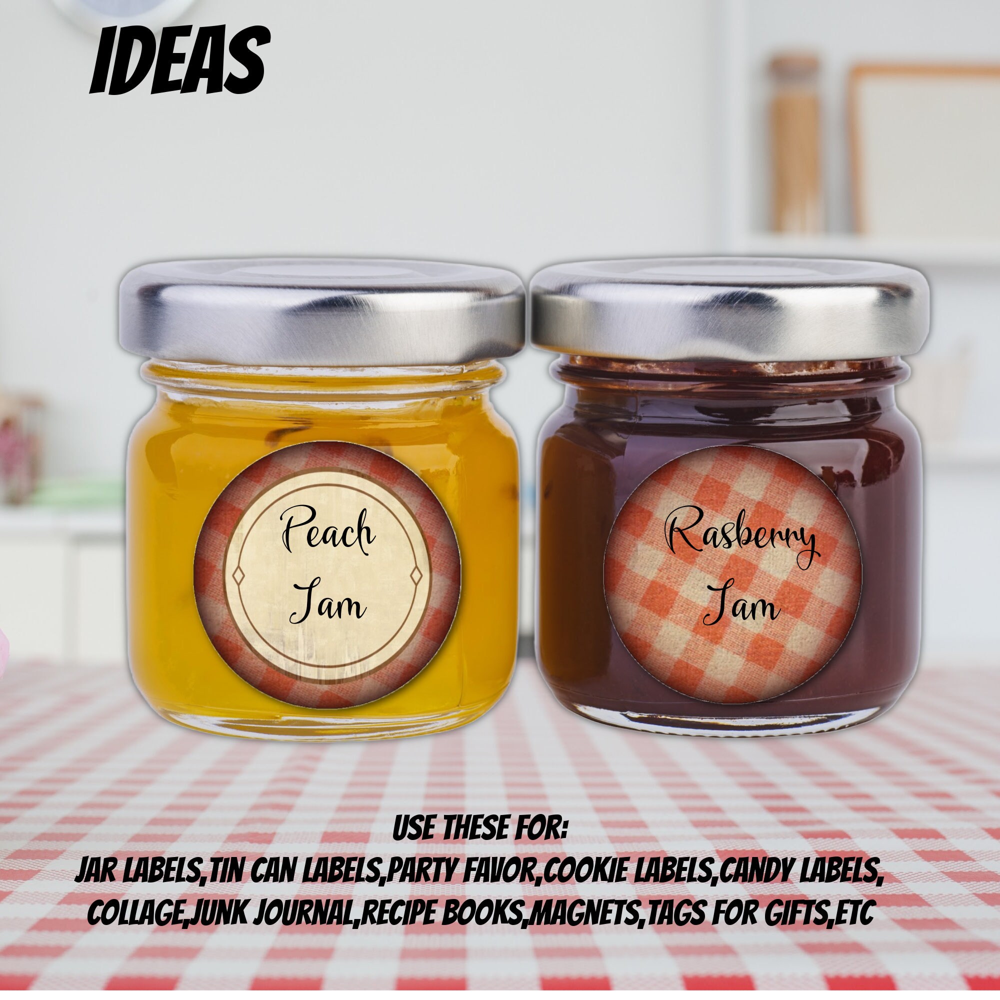 Kitchen Tags PRINTABLE Round Kitchen Labels Gingham and Plaid Pattern-homemade ...