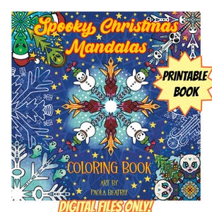PRINTABLE Spooky Christmas Mandalas Digital Coloring book Winter snowflakes spooky cute hand drawn digital Coloring pages bundle relaxing