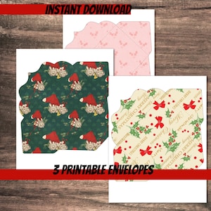 4&quot;X6&quot; PRINTABLE Christmas envelopes digital junk journal vintage envelope scrapbooking card making  DIY  Merry Christmas ephemera