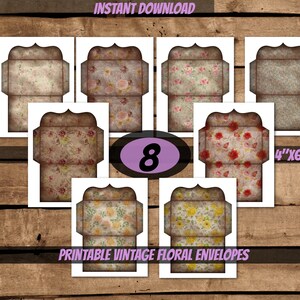 4"x6"PRINTABLE vintage grunge neutral floral envelope bundle-printable spring floral junk journal- scrapbooking-flowers envelope  ephemera