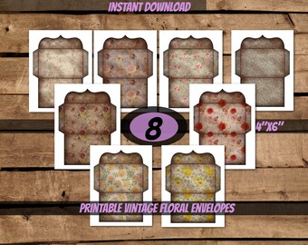 4"x6"PRINTABLE vintage grunge neutral floral envelope bundle-printable spring floral junk journal- scrapbooking-flowers envelope  ephemera