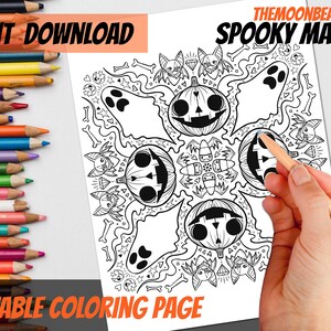 Spooky Mandalas Printable Coloring Pages for Kids and Adults Halloween ...