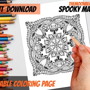 Spooky Mandalas Printable Coloring Pages for Kids and Adults Halloween ...