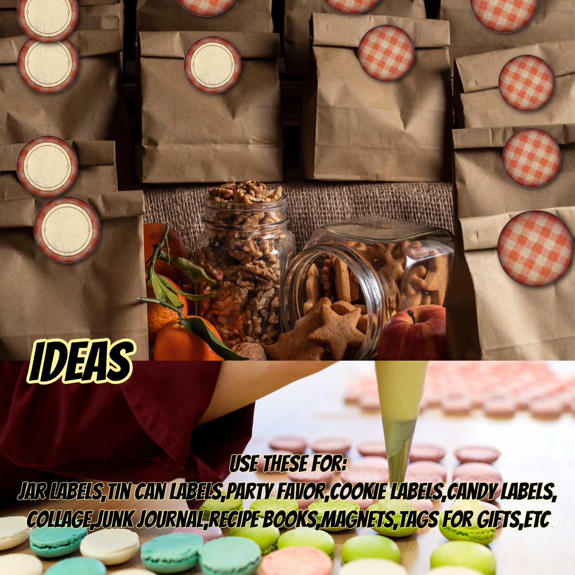 Kitchen Tags PRINTABLE Round Kitchen Labels Gingham and Plaid Pattern-homemade ...