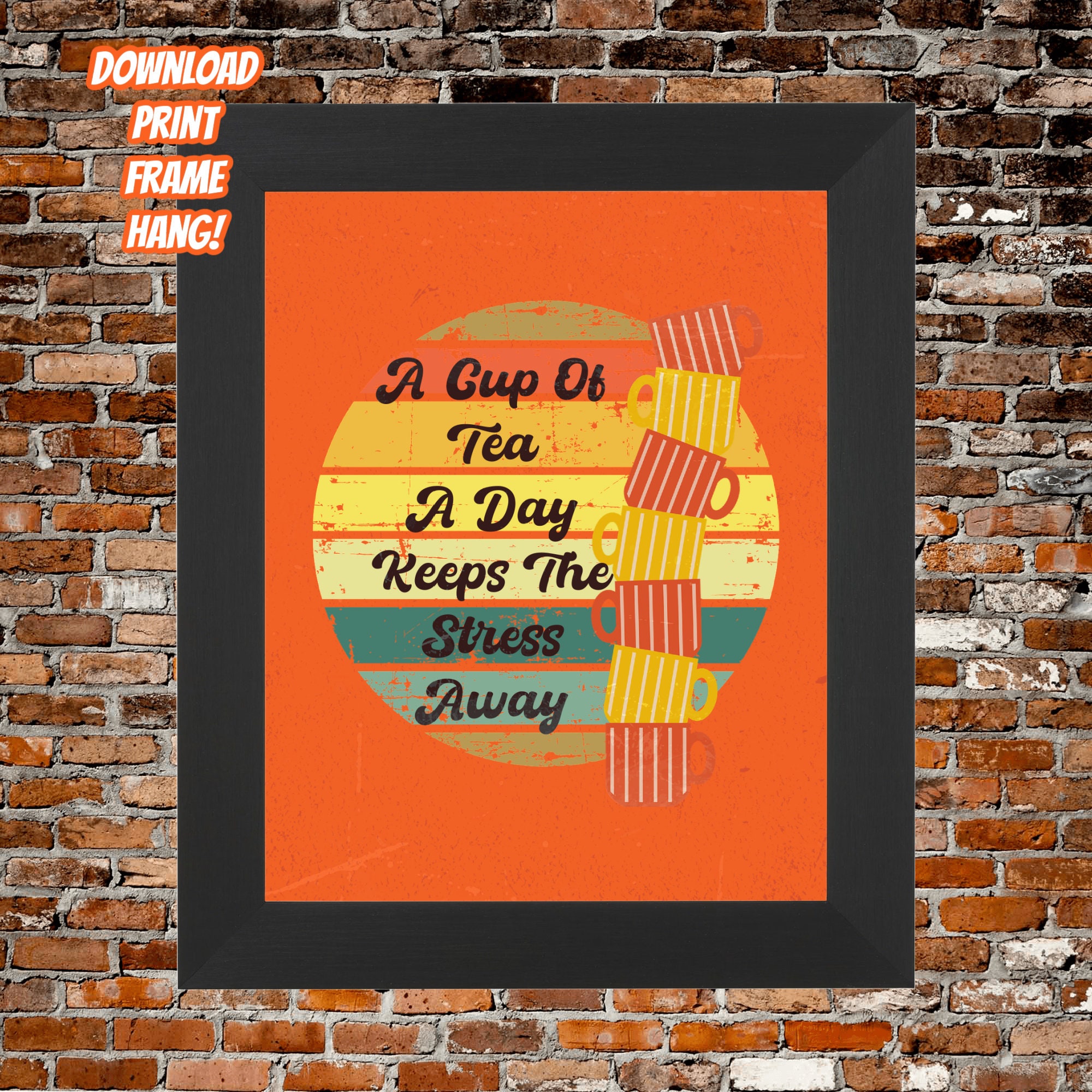 PRINTABLE Retro Kitchen Funny Sign Poster-fun Tea Cup Wall Decor ...