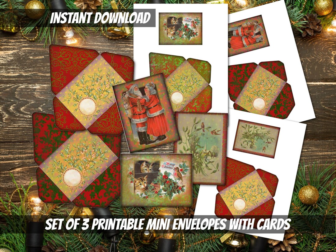 PRINTABLE Vintage Christmas Mini Envelopes and Cards Bundle-vintage ...