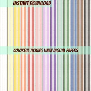 Lot de 13 papiers numériques texturés à coutil en lin, sous licence commerciale, papiers imprimables à rayures colorées en lin Textures à téléchargement immédiat