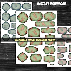 PRINTABLE Vintage victorian labels sheets bundle-multi purpose blank floral labels-digital download tags for junk journal-organization label
