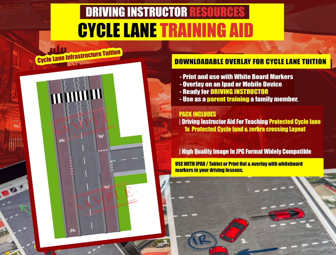 Driving Instructor Teaching Aid Cycle Lane Zebra Crossing