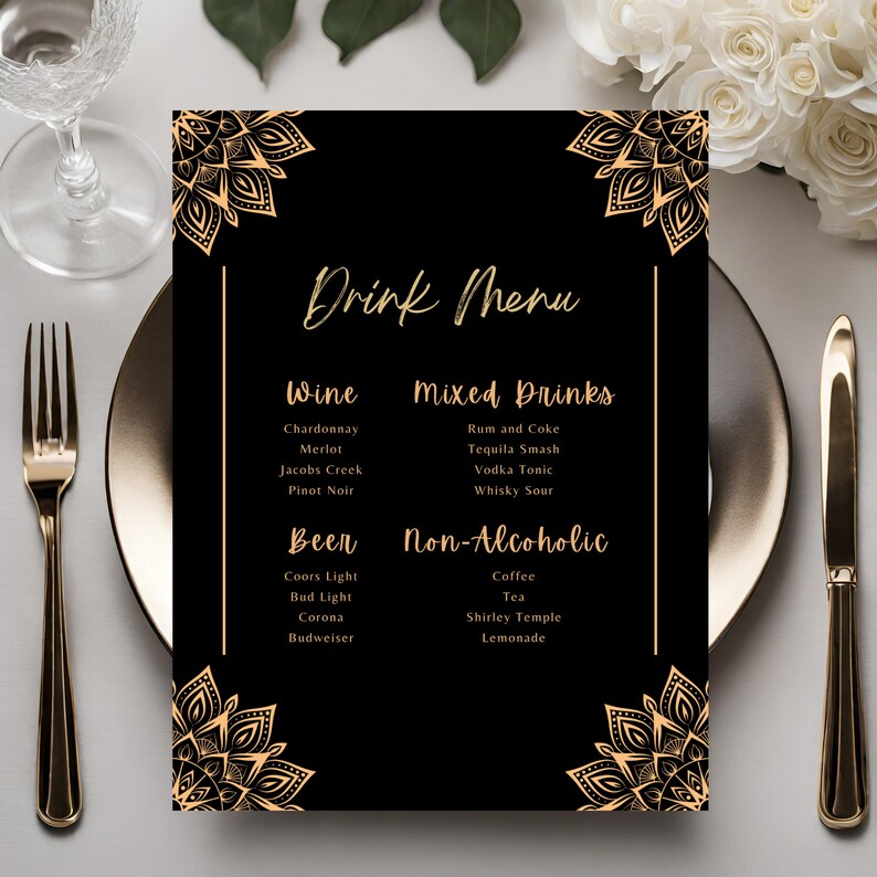 Free Download Free Wedding Drinks Alcohol Bar Menu Template, Beer