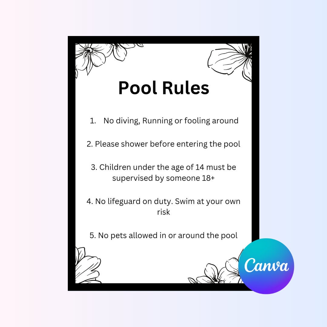 Airbnb Pool Sign Editable Template Digital Download Printable - Etsy