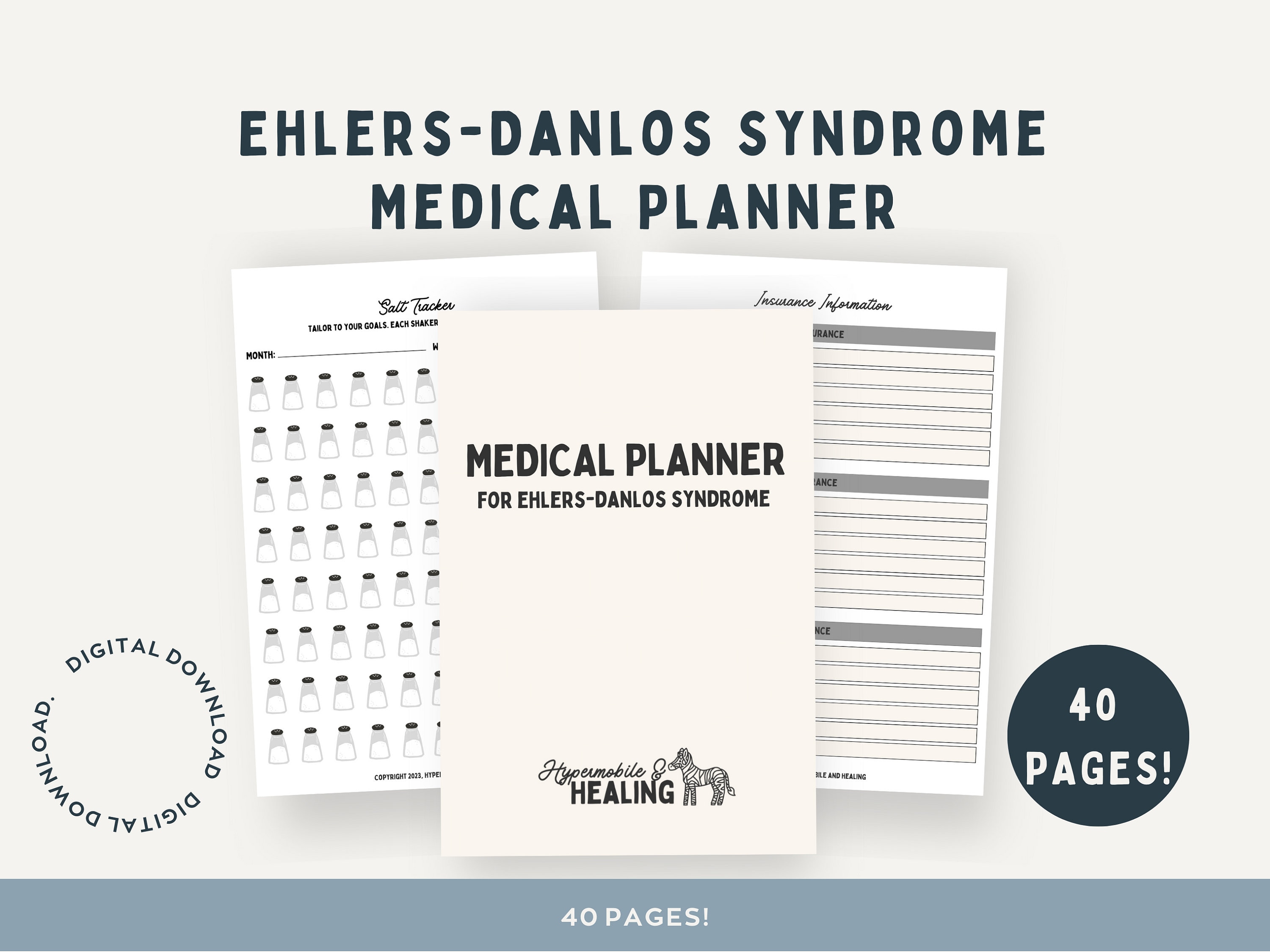 Ehlersdanlos Syndrome Medical Planner, Digital Download Medical