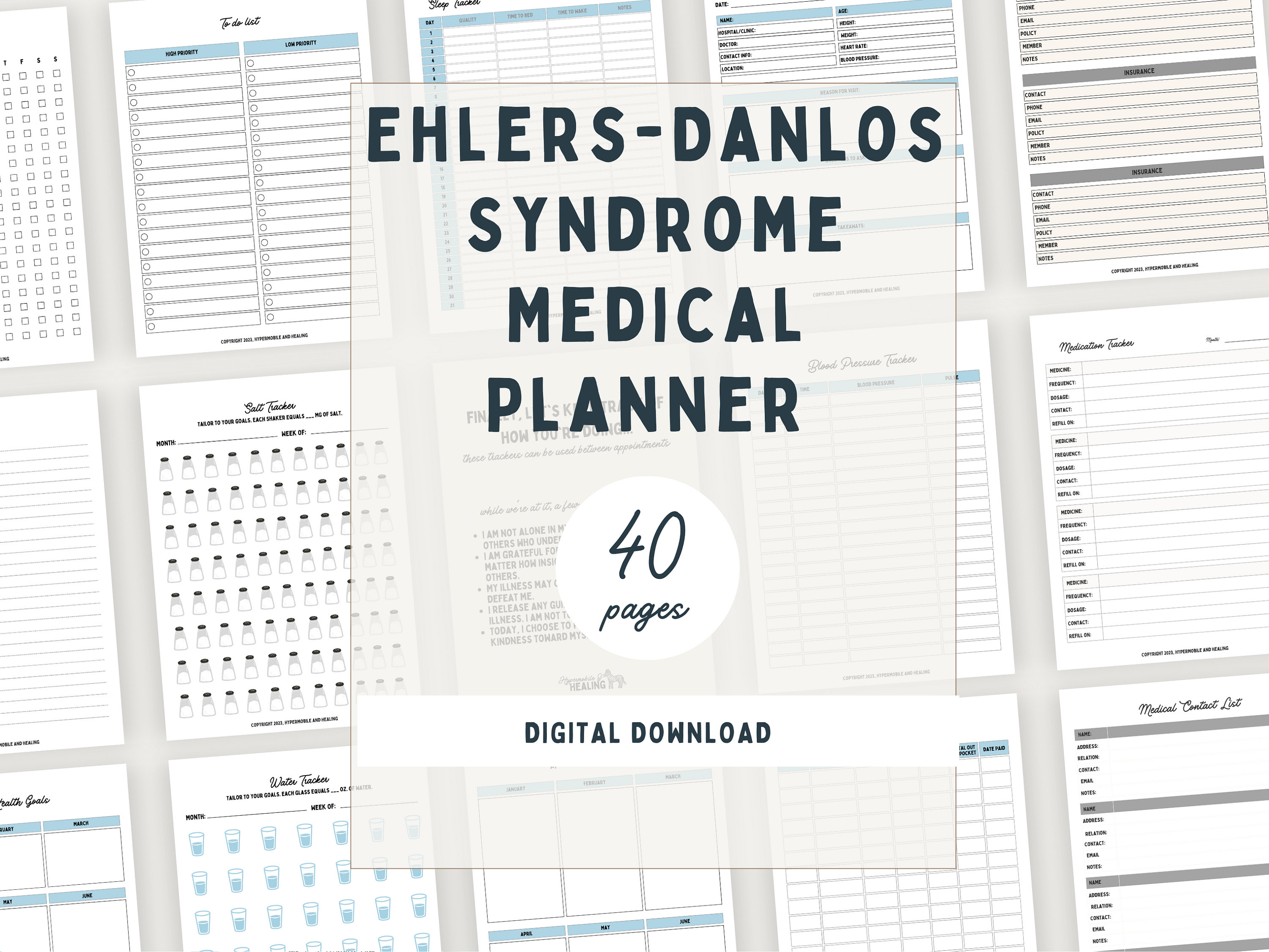 Ehlersdanlos Syndrome Medical Planner, Digital Download Medical