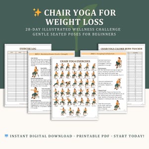 Stuhl Yoga zur Gewichtsabnahme 28-Tage-Challenge, Fettverbrennung Workout, Fitness-Plan für Senioren & Anfänger, Digitales Workout PDF